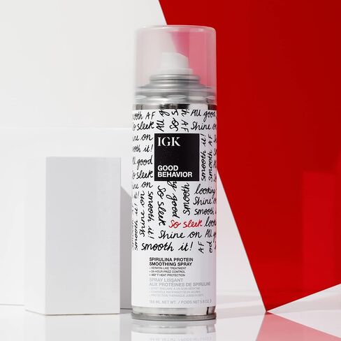 IGK GOOD BEHAVIOR Spirulina Protein Smoothing Spray | Keratin Like Treatment + Frizz Control + Heat Protectant | Vegan + Cruelty Free | in Saudi Arabia