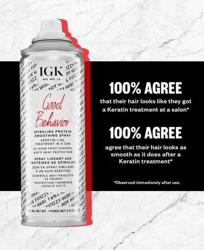 IGK GOOD BEHAVIOR Spirulina Protein Smoothing Spray | Keratin Like Treatment + Frizz Control + Heat Protectant | Vegan + Cruelty Free | in Saudi Arabia
