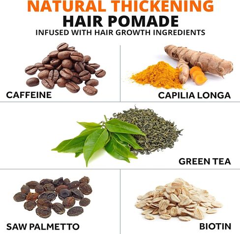 Hair Styling Thickening Pomade - Matte Medium Hold - Hair Growth Ingredients Biotin, Saw Palmetto, Caffeine, Green Tea, Aloe Vera, Niacinamide - Easy To Wash Out - All Day Hold For All Hairstyles in Saudi Arabia