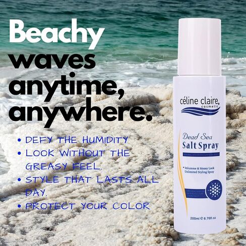 Celine Claire dead sea salt spray carries rich minerals from dead sea clay salt, hair texturing and volumizer, for men and women, hair thickening for firm all day hold, hair mist salt spray to boost volume of your hair texturizer for natural hair beach wa in Saudi Arabia