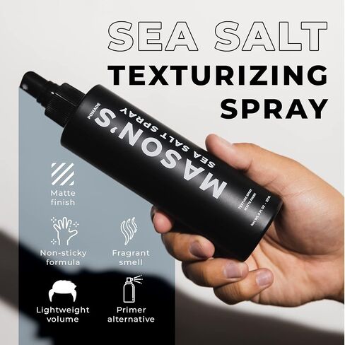Mason's Pomade MASON’S POMADE - Sea Salt Spray, Sea Salt Texturizing Hair Products For Men, Natural Hair Spray For Beach Hair Look, Volumizing Sea Salt Hair Spray, Water-Based, Matte Finish, 8 Oz in Saudi Arabia