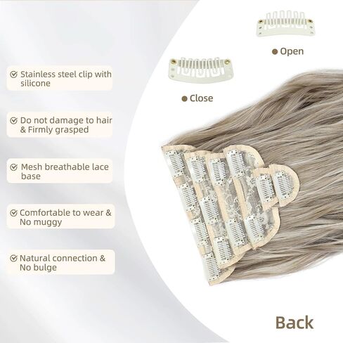 Clip in Hair Extensions, 6 PCS Natural & Soft Hair & Blends Well Hair Extensions, Lonng Wavy Hairpieces(20inch, 6pcs,Biscuit Brown) in Saudi Arabia