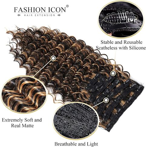 Clip in Hair Extensions 6pcs Clip ins Ash Blonde Highlight Bleach Blonde hair extensions Body Wavy Curly Hair Clip in Extensions Clip on Sew in Hair Synthetic for Women 20 inch, 230G/Set in Saudi Arabia