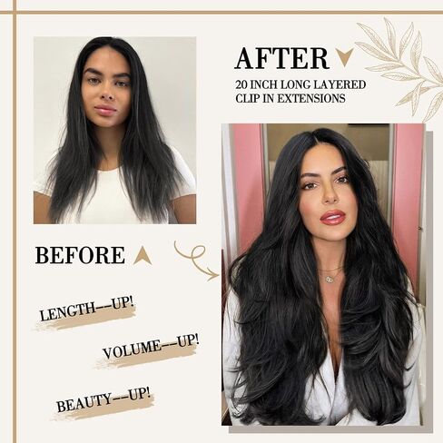 Clip in Hair Extensions Brown Hair Extensions for Women Hair Extensions Clip ins Layered Hair Extensions 4pcs Thick Hair Extensions Long Straight Hair Extensions 20 Inch in Kuwait