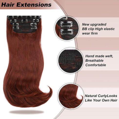Clip in Hair Extensions Brown Hair Extensions for Women Hair Extensions Clip ins Layered Hair Extensions 4pcs Thick Hair Extensions Long Straight Hair Extensions 20 Inch in Kuwait