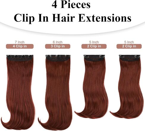 Clip in Hair Extensions Brown Hair Extensions for Women Hair Extensions Clip ins Layered Hair Extensions 4pcs Thick Hair Extensions Long Straight Hair Extensions 20 Inch in Kuwait