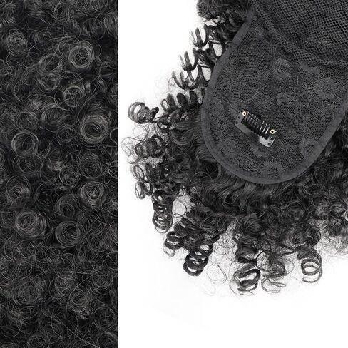 Cetiq Afro Puff Drawstring Ponytail with Bangs Pineapple Updo Hair for Black Women, Short Kinky Curly Ponytail Bun (1B) in Saudi Arabia