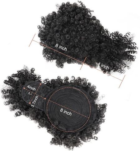 Cetiq Afro Puff Drawstring Ponytail with Bangs Pineapple Updo Hair for Black Women, Short Kinky Curly Ponytail Bun (1B) in Saudi Arabia