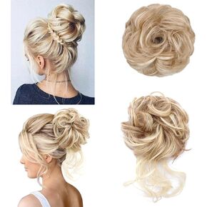 KETHBE Messy Bun Hair Piece Tousled Updo Hair Buns Extension Elastic Hair Band Hair Pieces Curly Hair Bun Scrunchie For Women (Black)