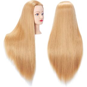 Hairingrid 26 "-28" عارضة أزياء رئيس تصفيف الشعر رئيس التدريب مانيكين التجميل دمية رئيس الشعر الألياف الاصطناعية وحامل المشبك الحرة (أسود) in Kuwait