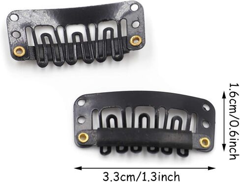Honbay 50PCS 6-Teeth U-Shape Snap Clips for Hair Extensions - 3.3cm/1.3inch (Beige) in Saudi Arabia
