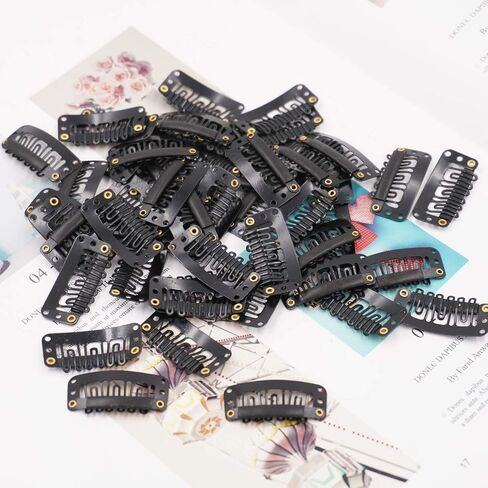 Honbay 50PCS 6-Teeth U-Shape Snap Clips for Hair Extensions - 3.3cm/1.3inch (Beige) in Saudi Arabia