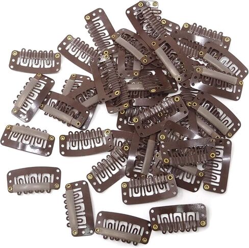 Honbay 50PCS 6-Teeth U-Shape Snap Clips for Hair Extensions - 3.3cm/1.3inch (Beige) in Saudi Arabia