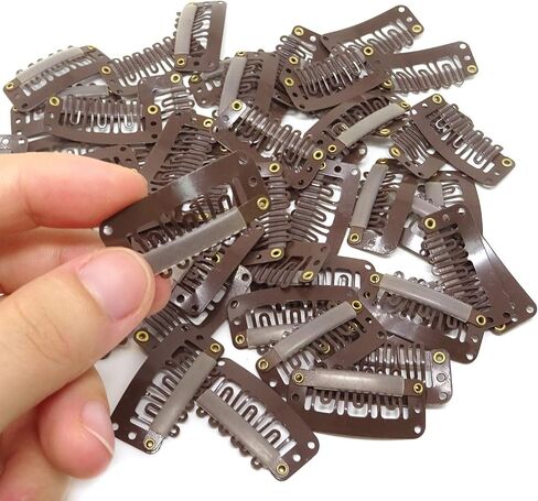 Honbay 50PCS 6-Teeth U-Shape Snap Clips for Hair Extensions - 3.3cm/1.3inch (Beige) in Saudi Arabia