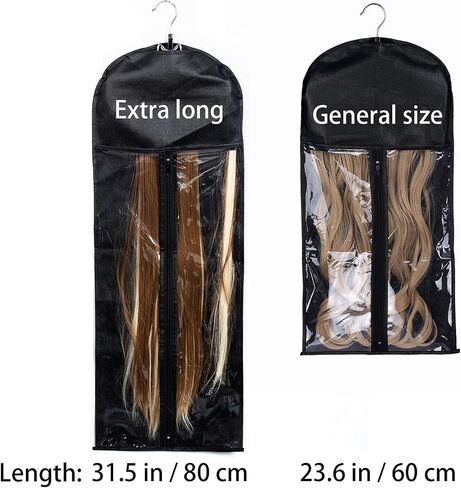 Hair Extensions Hanger with Storage Bag Hairpieces Storage Holder Wigs Carrier Case for Store Style Hair Black Color in Kuwait