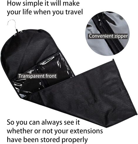 Hair Extensions Hanger with Storage Bag Hairpieces Storage Holder Wigs Carrier Case for Store Style Hair Black Color in Kuwait