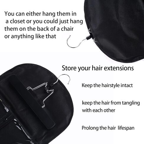 Hair Extensions Hanger with Storage Bag Hairpieces Storage Holder Wigs Carrier Case for Store Style Hair Black Color in Kuwait