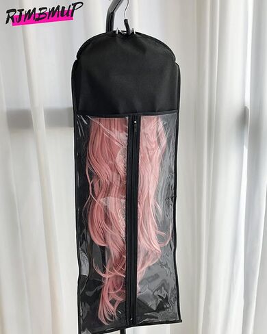 Hair Extensions Hanger with Storage Bag Hairpieces Storage Holder Wigs Carrier Case for Store Style Hair Black Color in Kuwait