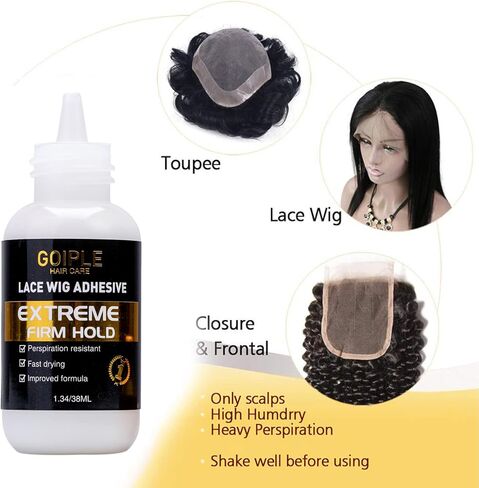 Wig Glue 1.34OZ, Waterproof Lace Front Wig Glue for Wigs with Tools and Hair Wax Stick (Wig Glue/Wig Glue Remover/Hair Wax Stick/Edge Control Wax/Elastic Band/Hair Dual Drush) in Saudi Arabia