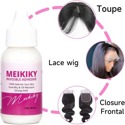 Wig Glue for Front Lace Wig Lace Glue Waterproof Super Hold Meikiky Invisible Adhesive for Wigs and Hair Systems Easy to Apply Fast Drying Strong Hold Perspiration Resistant (1.3oz) in Saudi Arabia