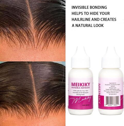 Wig Glue for Front Lace Wig Lace Glue Waterproof Super Hold Meikiky Invisible Adhesive for Wigs and Hair Systems Easy to Apply Fast Drying Strong Hold Perspiration Resistant (1.3oz) in Saudi Arabia
