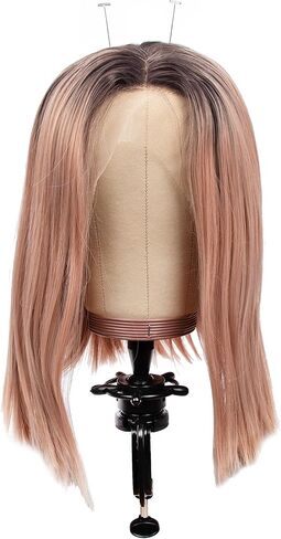 BHD BEAUTY Cork Canvas Block Mannequin Head Wig Display Styling With Mount Hole 22"(Canvas Head+Head Stand+T Pins+C Needles+Wig Caps+Thread +Clips) in Kuwait