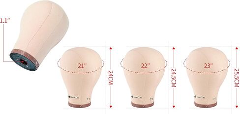 HYOUJIN شعر مستعار من القماش مقاس 22 بوصة، رأس عارضة أزياء من الفلين مع فتحة تثبيت، يأتي مع مشبك طاولة لعرض مجموعة صنع الشعر المستعار (بني فاتح) in Kuwait