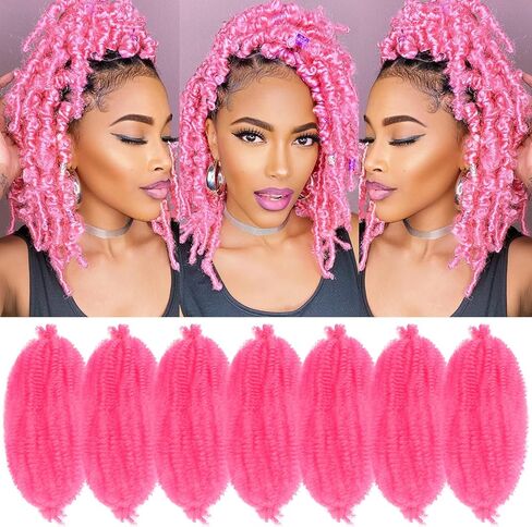 شعر مارلي 25.4 سم، 7 حزم شعر أفرو ملتوي منفصل مسبقًا، شعر مارلي تويست مضفر لشعر كروشيه صناعي منفوش مسبقًا، وصلات شعر صناعية (10"، 1B) in Kuwait