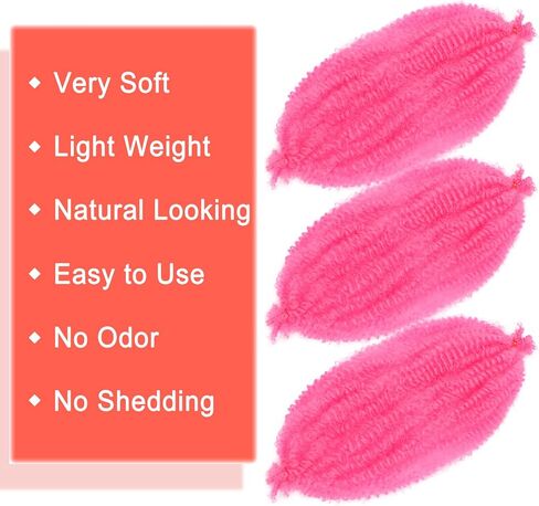 شعر مارلي 25.4 سم، 7 حزم شعر أفرو ملتوي منفصل مسبقًا، شعر مارلي تويست مضفر لشعر كروشيه صناعي منفوش مسبقًا، وصلات شعر صناعية (10"، 1B) in Kuwait