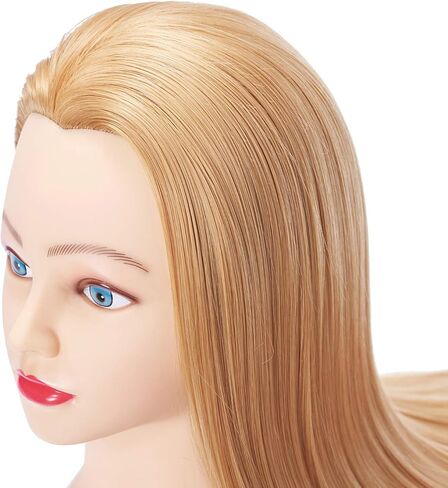 Hairingrid 26 "-28" عارضة أزياء رئيس تصفيف الشعر رئيس التدريب مانيكين التجميل دمية رئيس الشعر الألياف الاصطناعية وحامل المشبك الحرة (أسود) in Kuwait