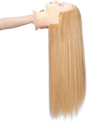 Hairingrid 26 "-28" عارضة أزياء رئيس تصفيف الشعر رئيس التدريب مانيكين التجميل دمية رئيس الشعر الألياف الاصطناعية وحامل المشبك الحرة (أسود) in Kuwait