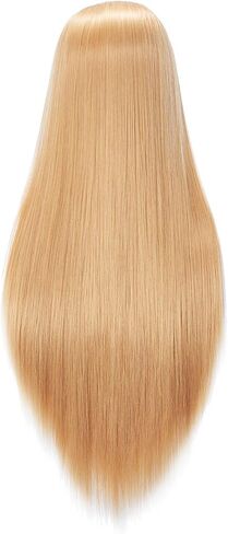 Hairingrid 26 "-28" عارضة أزياء رئيس تصفيف الشعر رئيس التدريب مانيكين التجميل دمية رئيس الشعر الألياف الاصطناعية وحامل المشبك الحرة (أسود) in Kuwait