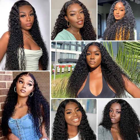 SOSATISFY Deep Wave Lace Front Wigs Human Hair 4x4 HD Transparent Lace Closure Wigs for Black Women Glueless 180% High Density Human Hair Wigs Pre Plucked with Baby Hair (20 inch) in Saudi Arabia