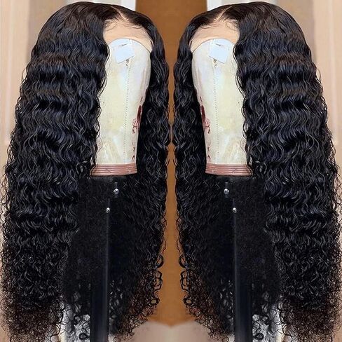 SOSATISFY Deep Wave Lace Front Wigs Human Hair 4x4 HD Transparent Lace Closure Wigs for Black Women Glueless 180% High Density Human Hair Wigs Pre Plucked with Baby Hair (20 inch) in Saudi Arabia