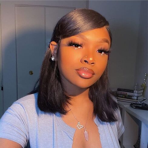 UCUVIC 8 Inch Short Bob Wig Human Hair HD Lace Front Wigs For Black Women Side Part Glueless Pre Plucked Frontal Bob Wig Ailwelia 180% Density in Saudi Arabia