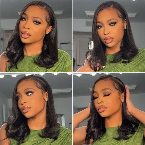 UCUVIC 8 Inch Short Bob Wig Human Hair HD Lace Front Wigs For Black Women Side Part Glueless Pre Plucked Frontal Bob Wig Ailwelia 180% Density in Saudi Arabia
