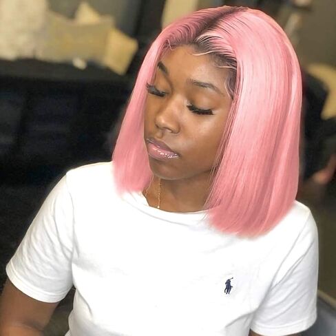 UCUVIC 8 Inch Short Bob Wig Human Hair HD Lace Front Wigs For Black Women Side Part Glueless Pre Plucked Frontal Bob Wig Ailwelia 180% Density in Saudi Arabia