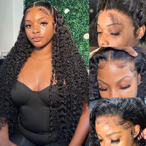 bangjazz 13x4 Deep Wave Lace Front Wigs Human Hair 180% Density Curly Lace Frontal Human Hair Wigs for Black Women #Fb/27 Human Hair HD Lace Wigs Black with Blonde Colored Lace Frontal Wig 16 Inch in Saudi Arabia
