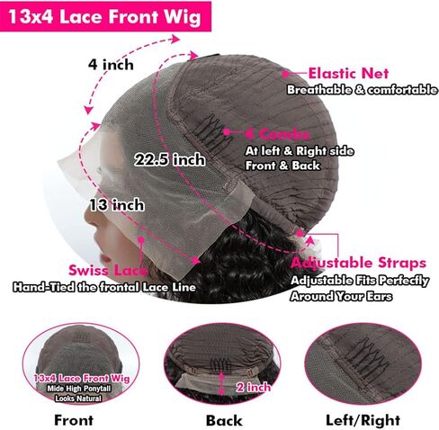bangjazz 13x4 Deep Wave Lace Front Wigs Human Hair 180% Density Curly Lace Frontal Human Hair Wigs for Black Women #Fb/27 Human Hair HD Lace Wigs Black with Blonde Colored Lace Frontal Wig 16 Inch in Saudi Arabia