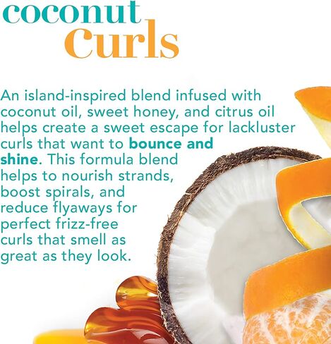 OGX Quenching + Coconut Curls Frizz-Defying Curl Styling Milk, Nourishing Leave-In Hair Treatment with Coconut Oil, Citrus Oil & Honey, Paraben-Free and Sulfated-Surfactants Free, 6 fl oz in Kuwait