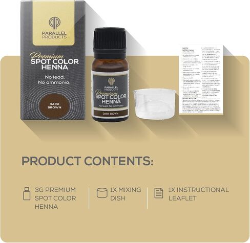 Parallel Products Spot Color Henna Kit - Henna Hair Dye - 3 grams - Tint for Professional Spot Coloring - With Mixing Dish - Covers Grey Hair - Root Touch Up (Black) in Saudi Arabia