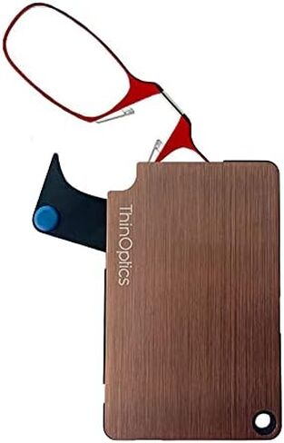 محفظة رفيعة من الفولاذ المقاوم للصدأ ThinOptics مع قارئ/نظارة قراءة مستطيلة in Kuwait