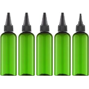 Tekson Hair Color Applicator Bottles, 5 Pack Refillable Squeeze Bottle, Empty Plastic Twist Top Cap Bottles (3.4 OZ, Blue)