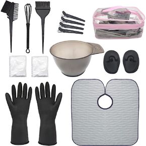 Hair Dye Coloring Kit, Hair Bleaching Kit, Thickening Hair Dye Color Brush And Bowl Set, Ear Cover, Hairpin, Gloves, Mixer, Hair Coloring Cape, Hair Dye DIY Tools Hair Salon Supplies (16 PCS) in Kuwait