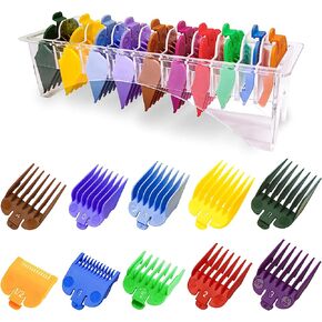 10 Professional Hair Clipper Guards Cutting Guides Fits for Most Wahl Clippers with Organizer, Color Coded Clipper Combs Replacement - 1/16" to 1" in Kuwait