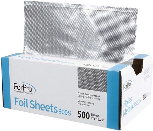 ForPro Professional Collection Embossed Foil Sheets 900S, Aluminum Foil, Pop-Up Dispenser, for Hair Color Application and Highlighting Services, Food Safe, 9" W x 10.75" L, 100-Count in Saudi Arabia