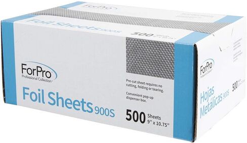 ForPro Professional Collection Embossed Foil Sheets 900S, Aluminum Foil, Pop-Up Dispenser, for Hair Color Application and Highlighting Services, Food Safe, 9" W x 10.75" L, 100-Count in Saudi Arabia