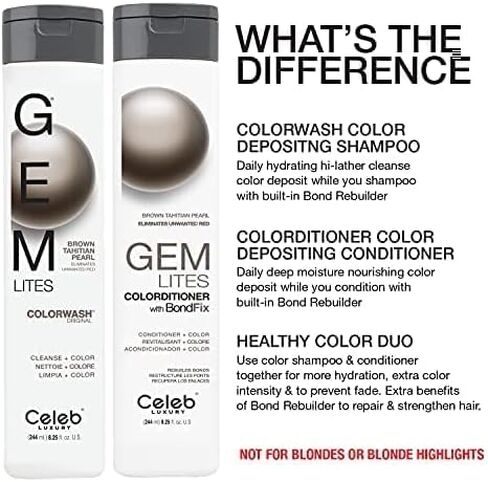 Celeb Luxury Colorwash Color Depositing Conditioner + Bondfix Bond Rebuilder, Semi Permanent Hair Color, Vegan Hair Dye, Viral and Gem Lites in Saudi Arabia