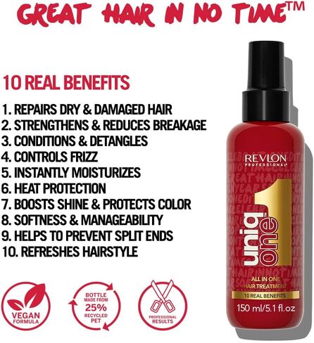 UniqOne Revlon Professional Hair Treatment, Moisturizing Leave-In Product, Repair For Dry and Damaged Hair, Promotes Healthy Hair, 5.1 Fl Oz (Pack of 1) in Saudi Arabia