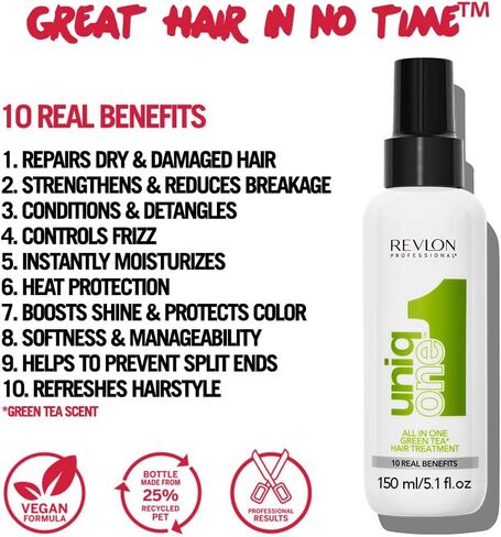 UniqOne Revlon Professional Hair Treatment, Moisturizing Leave-In Product, Repair For Dry and Damaged Hair, Promotes Healthy Hair, 5.1 Fl Oz (Pack of 1) in Saudi Arabia